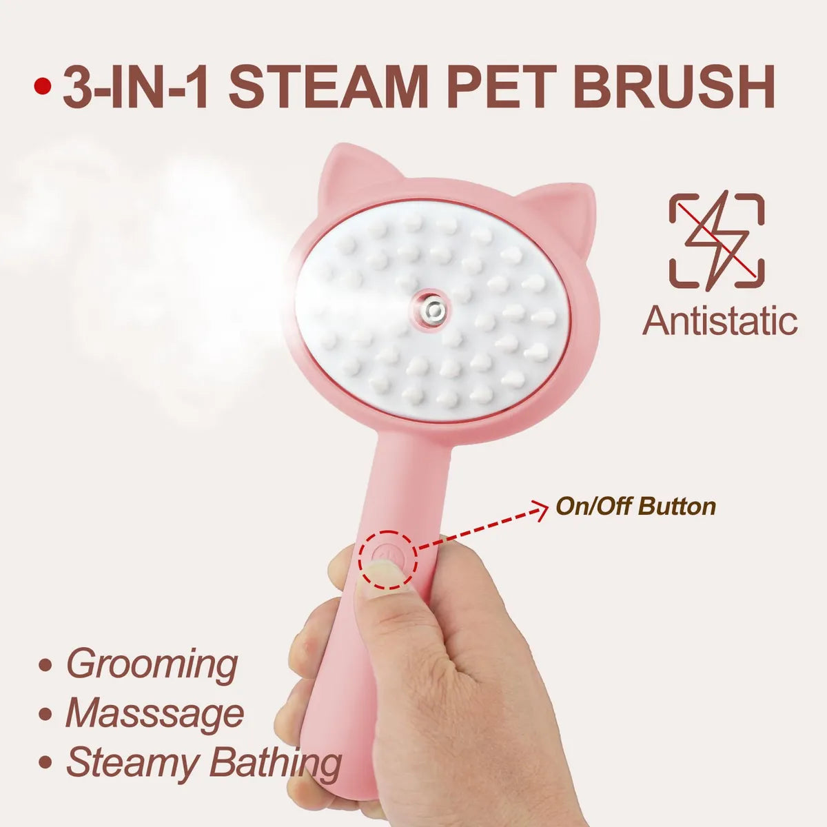 Cepillo a Vapor para Mascotas – Limpieza y Brillo al Instante