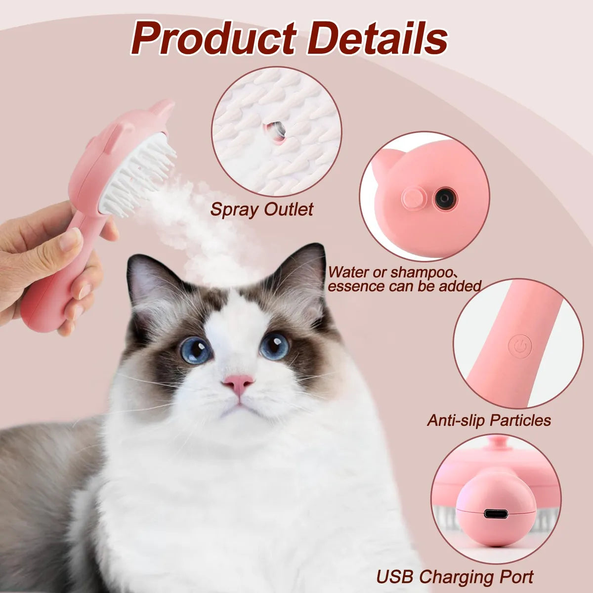 Cepillo a Vapor para Mascotas – Limpieza y Brillo al Instante